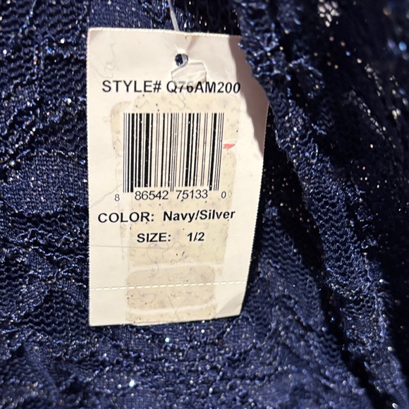 B Darlin Midnight Blue Lace Long Sleeve Dress - Picture 4 of 9